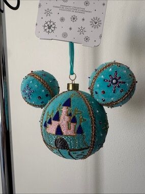 Disney Teal and Pink Castle Mickey Ear Ornament
